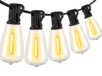 The Holiday Aisle&reg; Solar Powered ST38 String Lights 100FT with Remote Control, 8 Light Modes Weatherproof Shatterproof 24 LED Filament Bulbs, Large 11.5x13.5cm Solar Panel for Backyard Porch Cafe Garden Roof On Working $199