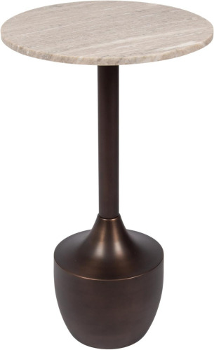 Kate and Laurel Dumont Modern Round Metal and Marble Side Table, 14 x 14 x 24, Morchana Marble and Bronze, Transitional Circle End Table with Marble Top for Bedroom Nightstand or Living Room Accent New In Box $299