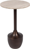 Kate and Laurel Dumont Modern Round Metal and Marble Side Table, 14 x 14 x 24, Morchana Marble and Bronze, Transitional Circle End Table with Marble Top for Bedroom Nightstand or Living Room Accent New In Box $299