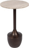 Kate and Laurel Dumont Modern Round Metal and Marble Side Table, 14 x 14 x 24, Morchana Marble and Bronze, Transitional Circle End Table with Marble Top for Bedroom Nightstand or Living Room Accent New In Box $299