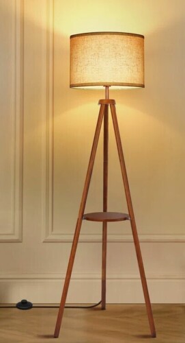George Oliver Jodanna 63" Dimmable Tripod Floor Lamp with Remote, Included LED Bulb New Shelf Pull $299