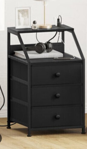17 Stories Travison Nightstand with 3 Drawers & Outlets, Bedside Table with 2 USB Ports & 2-Tier Open Shelf New In Box $199