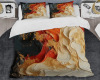 Design Art 3-Piece King Red And Gold Marble Volcano IV - Abstract Painting Duvet Cover Set New In Box $199
