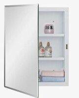 Ebern Designs Plastic Medicine Mirror Cabinet for Bathroom 16 x 20 inch, Surface and Recessed Mount New In Box $199