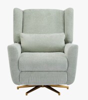 Latitude Run Power Recliner Chair Swivel,Boucle Upholstered 360&deg; Swivel Recliner With Gold 5 Star Base-Light Green New in Box $799