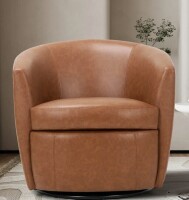 George Oliver Leather Upholstered Swivel Barrel Chair New in Box $899