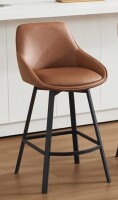 17 Stories Janayshia Modern Industrial Swivel Upholstered 25.6'' Faux Leather Counter Stool with Metal Frame New in Box $499