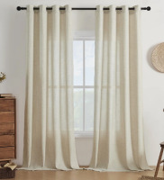 Latitude Run&reg; Draycott Faux Linen Semi-Sheer Curtain Pair (Set of 2), 52" x 96" New $89