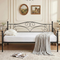 VECELO Daybed Frame, Twin Size Metal Platform Bed with Headboard,Heavy Duty Steel Slats Support New in Box $299