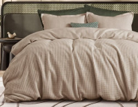 Bedsure 100% Cotton Duvet Cover King, Waffle Weave Duvet Cover Set, GentleSoft&trade; & Breathable Bedding Set for All Season, 3 Pieces, 104"x90", Khaki New In Box $299
