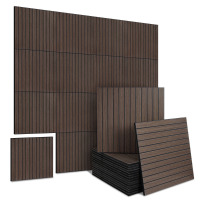 Sunwings 11.8'' x 11.8'' PET Peel & Stick Acoustic Slat Wall Paneling, 3D Shiplap Decorative Soundproof Panel (Set of 16) New In Box $199