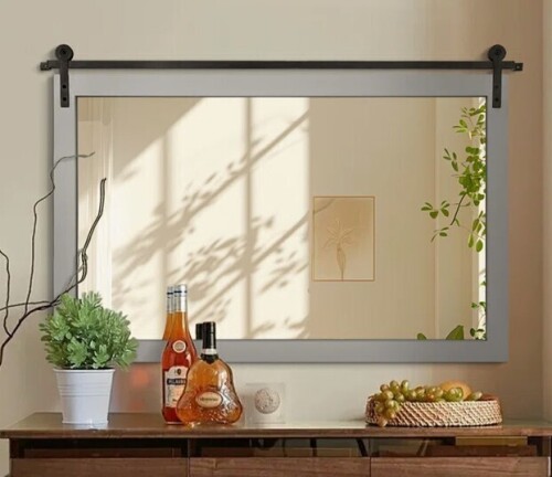 Gracie Oaks Rectangle Modern Solid Wood Farmhouse Accent Mirror, 24" x 36" New In BOx $299
