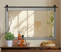 Gracie Oaks Rectangle Modern Solid Wood Farmhouse Accent Mirror, 24" x 36" New In BOx $299