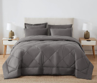 CANNON Solid Oversized Percale Grey King 3 Piece Comforter Set New In Box $199