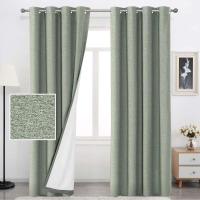Latitude Run&reg; Linen 100% blackout curtains Thermal for Winter Insulated Linen Textured Grommets Heather Pattern Curtains 2 Panel, 52" x 108" New $89
