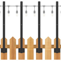 Suchtale 4 Pack 2.8 FT String Light Poles, Suspension Outdoor Fence Post Lights with Clip and Bracket New In Box $99