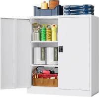 LISSIMO Metal Storage Cabinet, Garage Storage Cabinet with 2 Lockable Doors and 2 Adjustable Shelves, 36'' Steel Tool Cabinet for Garage, Office, Home, School (White) New in Box $299