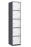 Mlezan 5-Tier Metal Locker with Keys for Employees Staff Gym 17 in. D x 15 in. W x 71 in. H in Grey White $299