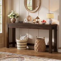Cyclysio 63" Console Tables for Entryway, Long Console Tables for Living Room, Behind Couch Table, Sturdy Wood Support Hallway Table with 3AC+2USB Charging? Station, Black Walnut New in Box $299
