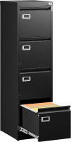 SISESOL 4 Drawer File Cabinet with Lock and Tag, Black Vertical File Cabinet, Narrow Locking Filing Cabinet with Drawers, Metal Filing Storage for Home Office Fit A4 Legal/Letter Size $299