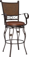 Powell Company Big and Tall Copper Stamped Back Barstool with Arms Bar Stool, Bronze New in Box $299