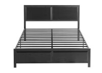VECELO Metal Bed Frame Black Metal Frame Queen Size Platform Bed with Rustic Country Style Wooden Headboard and Footboard $399