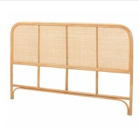 Baxton Studio bali & pari Queen Agota Natural Rattan Standalone Headboard - Handwoven Wicker Panel with Rounded Corners and Rattan Frame, Coastal Boho Style New in Box $399