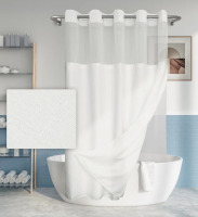 Ebern Designs Bartek No Hook Slub Linen Textured Shower Curtain with Snap-in PEVA Liner Set $59
