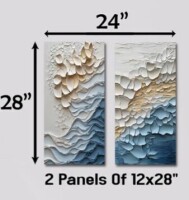 Ivy Bronx Blue Coastal Mosaic III - Coastal Wall Art 2 Pieces Set (Set of 2), 12" x 28" New In Box $199