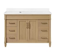 Ove Decor Salisbury 48 in. Single Sink Freestanding Natural Birch Bath Vanity with White Engineered Marble Top New in Box $1899