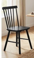 Gracie Oaks Phaong 17" Wide Mid-Century Modern Windsor Back Wood Modern Dining Chair in Black New in Box $299