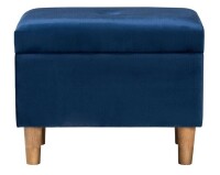 Baxton Studio Elias Modern Velvet Fabric Storage Ottoman Navy Blue/Oak Brown New In Box $199
