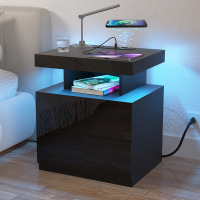 Wade Logan Chappa 2 - Drawer Nightstand with Wireless Charging Station & Smart LED Lights New Open Box $299