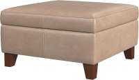 HomePop Home Decor | Luxury Large Faux Leather Square Storage Ottoman for Living Room & Bedroom, Sand Faux Leather New In Box $299