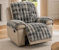 Rebrilliant Faux Rabbit Fur Plush Sofa Recliner Cover Set, Non-Slip Furniture Protector with Separate Armrest Pads for Armchair $99