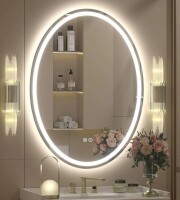 Orren Ellis Aevar UL Certified Front & Back Lighted Anti-Fog Tempered Glass Oval Bathroom/Vanity Mirror, 24' x 32" New In Box $299