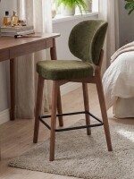 George Oliver Mid-Century Modern Counter Stool, Fabric Upholstered Barstool with Wingback, Armless Counter Height Bar Stool With Wood Legs, Metal Footrest, For Kitchen Island Bar Counter, Green, Single New In Box $399