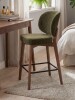 George Oliver Mid-Century Modern Counter Stool, Fabric Upholstered Barstool with Wingback, Armless Counter Height Bar Stool With Wood Legs, Metal Footrest, For Kitchen Island Bar Counter, Green, Single New In Box $399