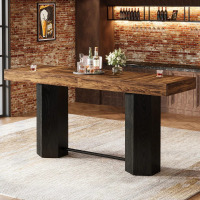 17 Stories 70.9" Industrial Counter Height Bar Table with Top for Kitchen or Home Bar, Walnut/Black, New in Box $399