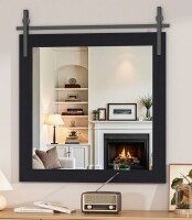 Gracie Oaks Modern Solid Wood Farmhouse Accent Mirror - Rustic Rectangle Decorative Mirror for Bathroom, Living Room, Entryway & Bedroom, 28" x 32" $299