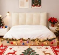 Ahokua Beige Plywood Frame Queen Size Linen Upholstered Platform Bed with Lifting Storage New in Box $699