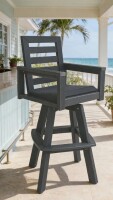 Latitude Run Outdoor Swivel Bar Stool Slate Grey HDPE with 360&deg; Swivel Ladderback, All-Weather Bar Height New in Box $699