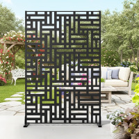 Casaphoria Privacy Screen Outdoor Metal Fence Panel, 76" H x 47" W Freestanding Decorative Privacy Fence for Patio, Deck, Balcony, Backyard, Garden with Stable Base (Helen Black) New In Box $299
