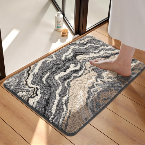 Ankah Luxurious Nordic Bathroom Rug, Extra Soft Fluffy Bath Mat, Absorbent, Non-Slip, Easy to Care and Fast Drying, Modern Style Marble Pattern Shower Rug, Home Decor Accessories, 24" x 36", New $79
