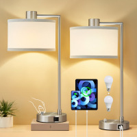 Mercer41 Navreet Table Lamp Set with USB C+A Charging Ports Fully Stepless Dimmable Bedside Lamp (Bulbs Included) (Set of 2) New In Box $299