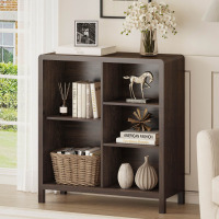 Latitude Run&reg; Guinna Farmhouse 5 Cube Bookcase With 3 Adjustable Shelves, Wood Cube Storage Organizer Bookshelf For Small Space, Living Room, Office, Bedroom New In Box $399