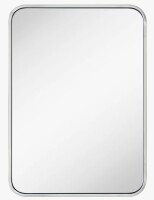 Ebern Designs Aria Rounded Rectangle Bathroom Vanity Mirror, Vertically/Horizontal Hanging, 24" x 36" New In Box $299