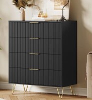 Ebern Designs Fluted 4-Drawer Dresser for Bedroom, 32" Wide Modern Minimalist Chest of Wooden Drawers, Wide Clothes Storage Organizer $299