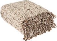 Bloomingville Cozy Haven Wool Blend Shag Throw, Natural and Grey M&eacute;lange New $79