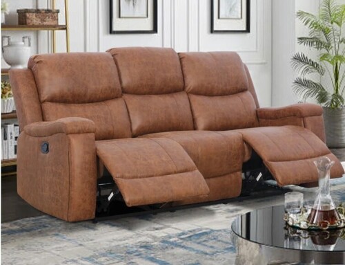 Latitude Run Emony 81.6" Wide Vegan Leather Manual Reclining Sofa New in Box $1499